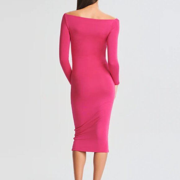 NWT SER.O.YA Irene Midi Dress Long Sleeve in Hot Pink Size XXS - Picture 2 of 6